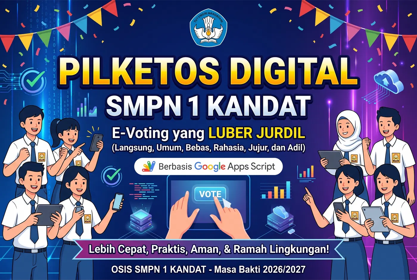 SMPN 1 Kandat berhasil gelar Pilketos melalui e-voting 