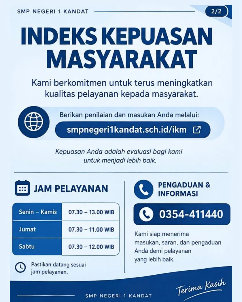 KOMITMEN PELAYANAN PRIMA SMP NEGERI 1 KANDAT 🏢💙